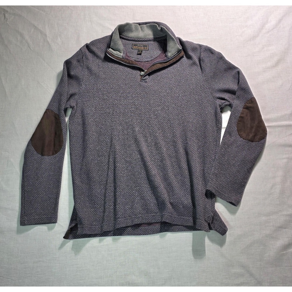 Jos A Bank Reserve Sweater Mens Medium Elbow Patch‎ Houndstooth Grandpa Heritage